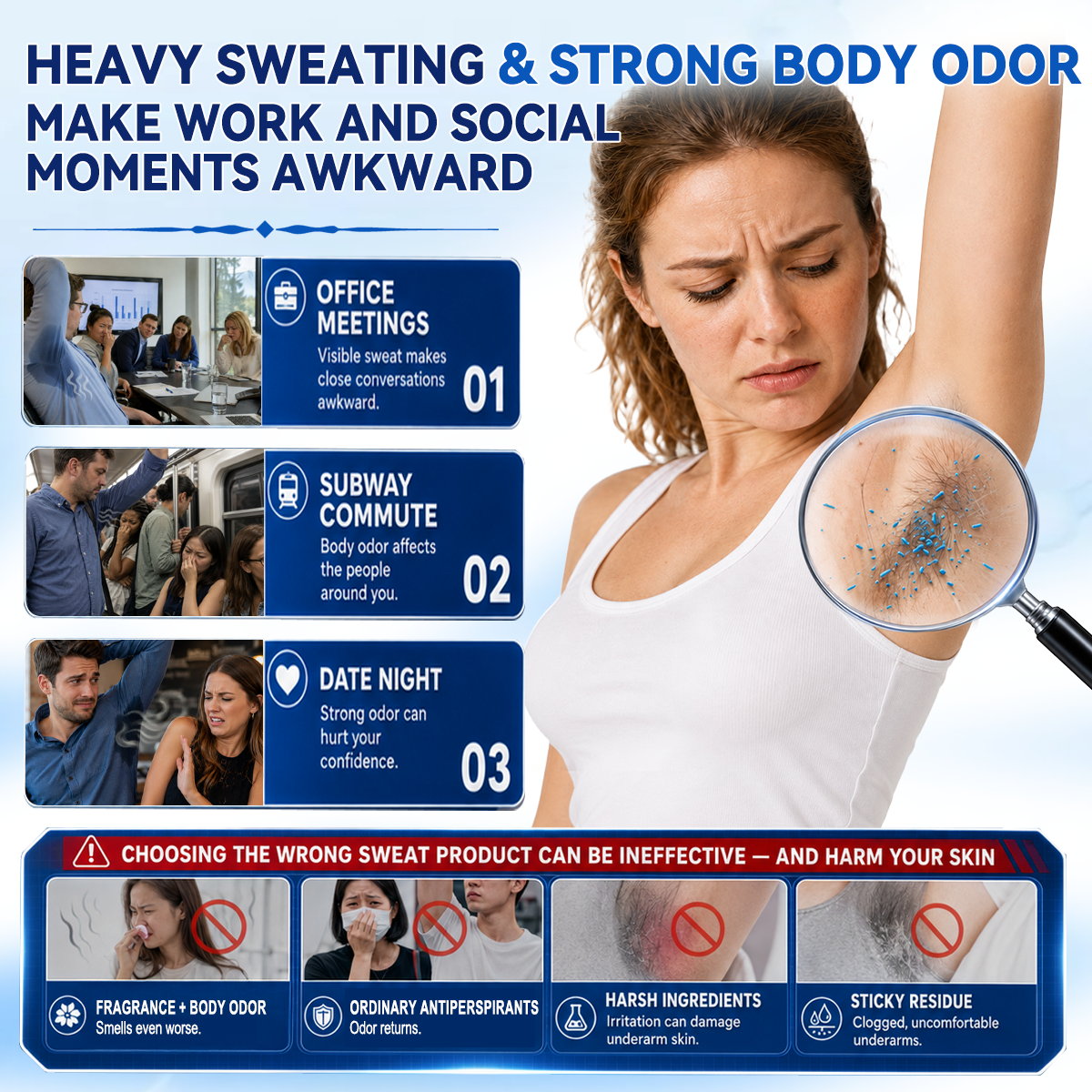 Hiskin® 2-in-1 Advanced Sweat Control & Deodorant Microneedle Patches — For All Genders · Aluminum-Free · Natural Odor Control