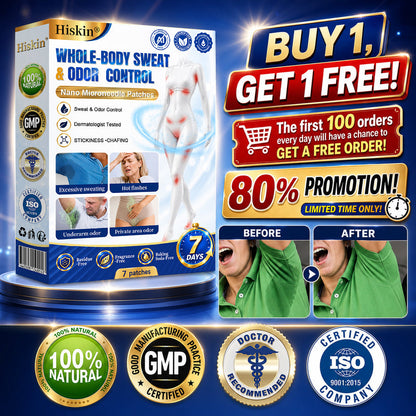 Hiskin® 2-in-1 Advanced Sweat Control & Deodorant Microneedle Patches — For All Genders · Aluminum-Free · Natural Odor Control