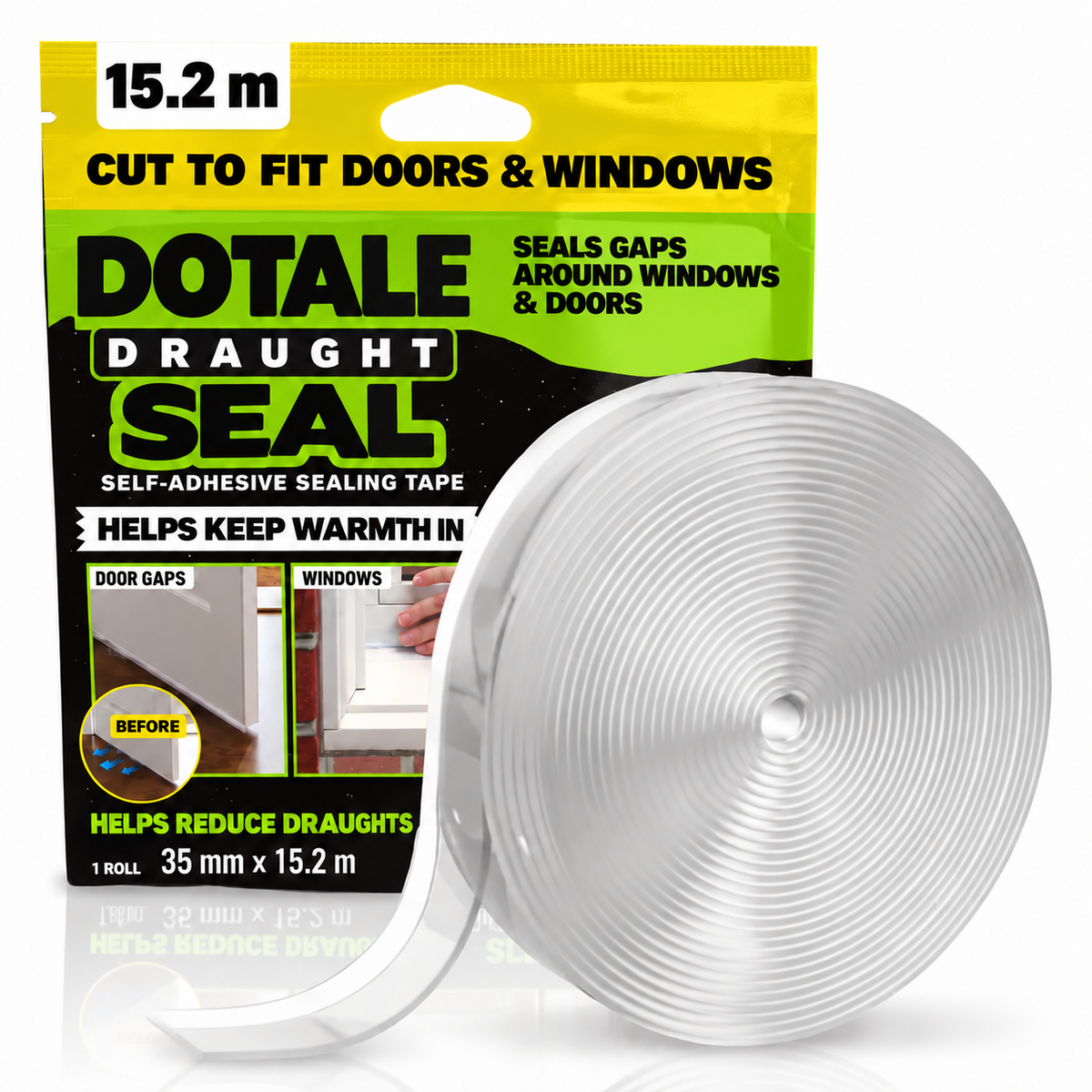 DOTALE clear self-adhesive draught seal tape roll and packaging