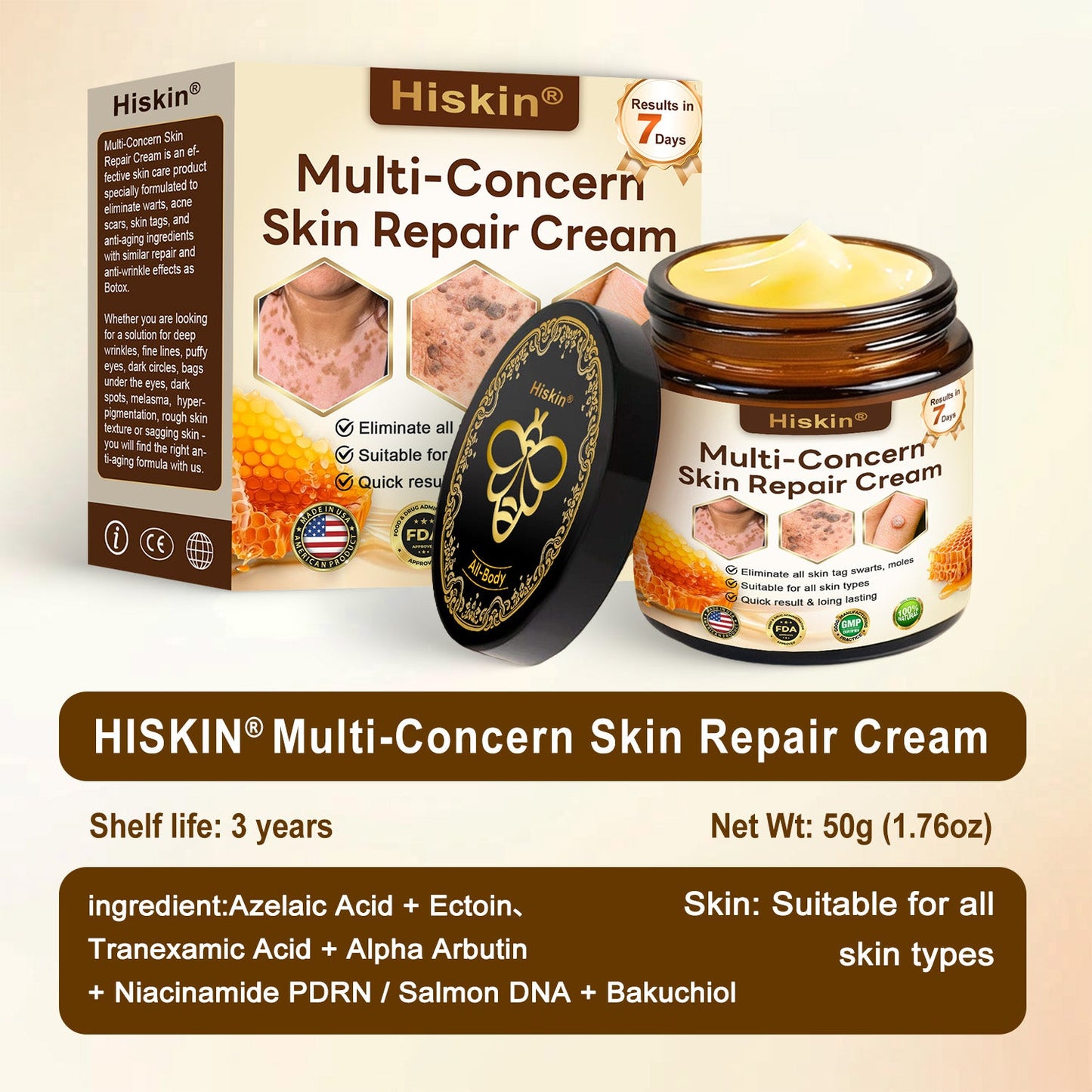 【EXCLUSIVE POST-CARE OFFER】 Target the Spot. Then Help Skin Look Smooth Again. HISKIN® Multi-Concern Skin Repair Cream