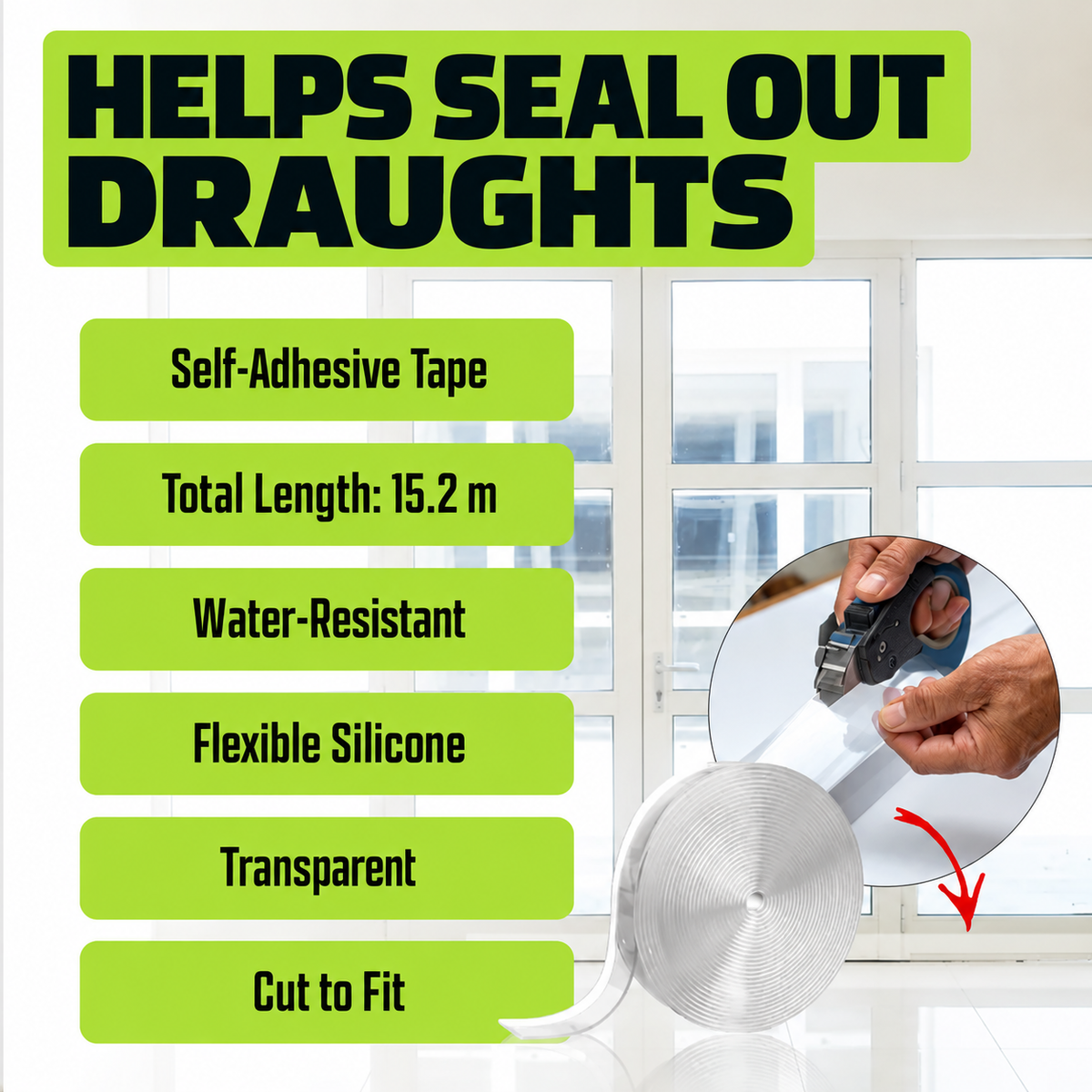 DOTALE transparent silicone draught seal tape features