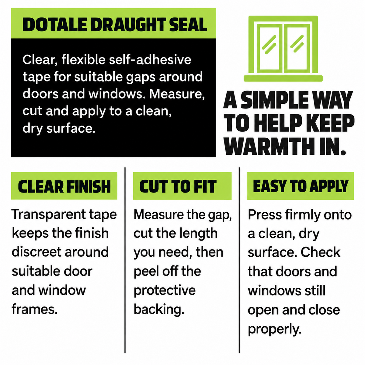 DOTALE draught seal tape clear finish and cut-to-fit features