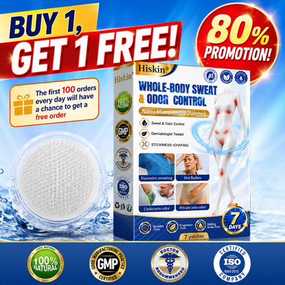 Hiskin® 2-in-1 Advanced Sweat Control & Deodorant Microneedle Patches — For All Genders · Aluminum-Free · Natural Odor Control