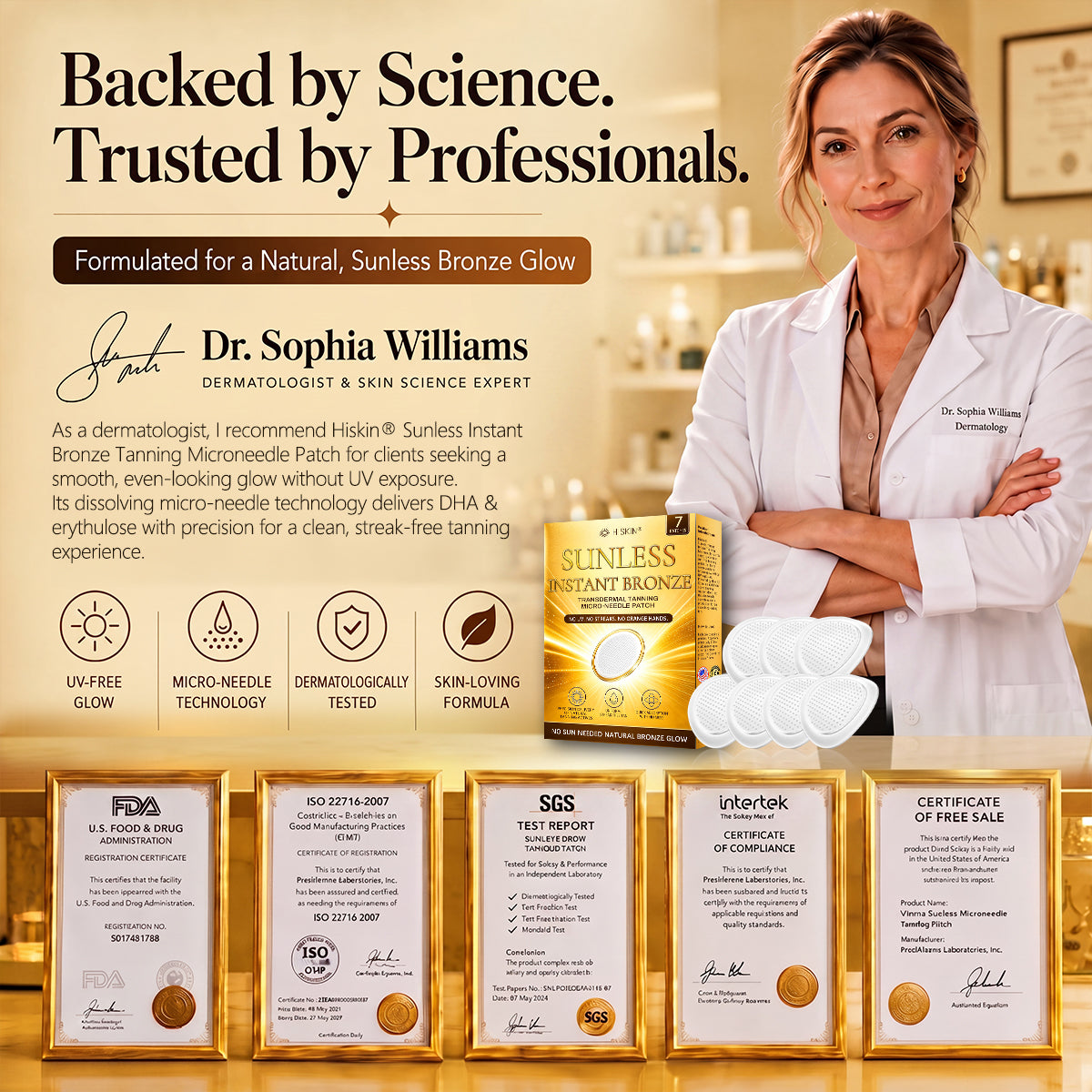 ☀️ Hiskin® Sunless Bronze Tanning Microneedle Patch | One Patch Daily · Gradual Bronze Glow Over 2–4 Weeks ✅ No UV, No Orange, No Streaks, No DHA, No Mess.