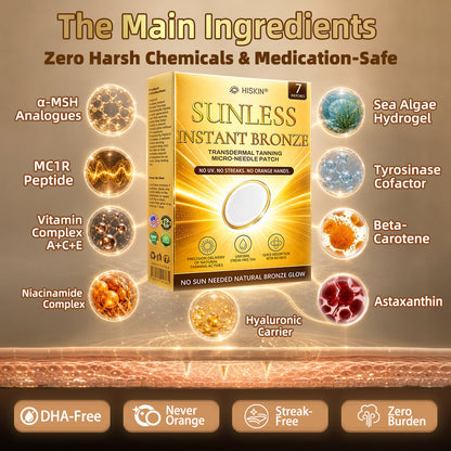 ☀️ Hiskin® Sunless Bronze Tanning Microneedle Patch | One Patch Daily · Gradual Bronze Glow Over 2–4 Weeks ✅ No UV, No Orange, No Streaks, No DHA, No Mess.