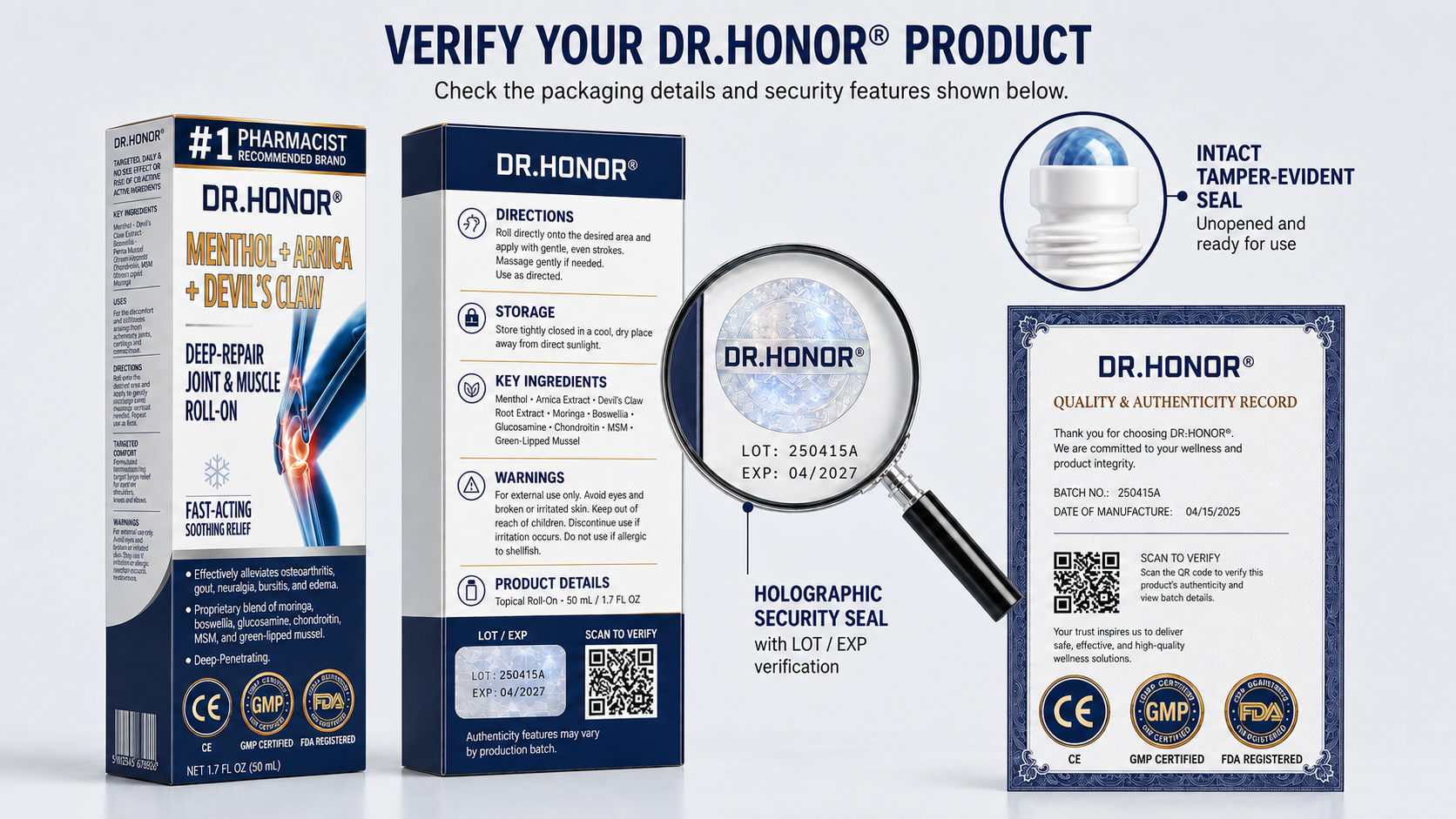 DR.HONOR product authenticity information