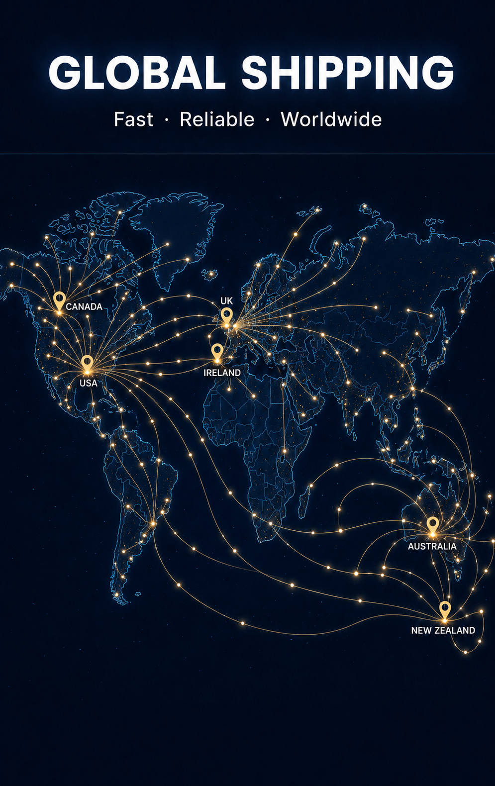 DR.HONOR global shipping network covering North America, Europe, Australia and New Zealand