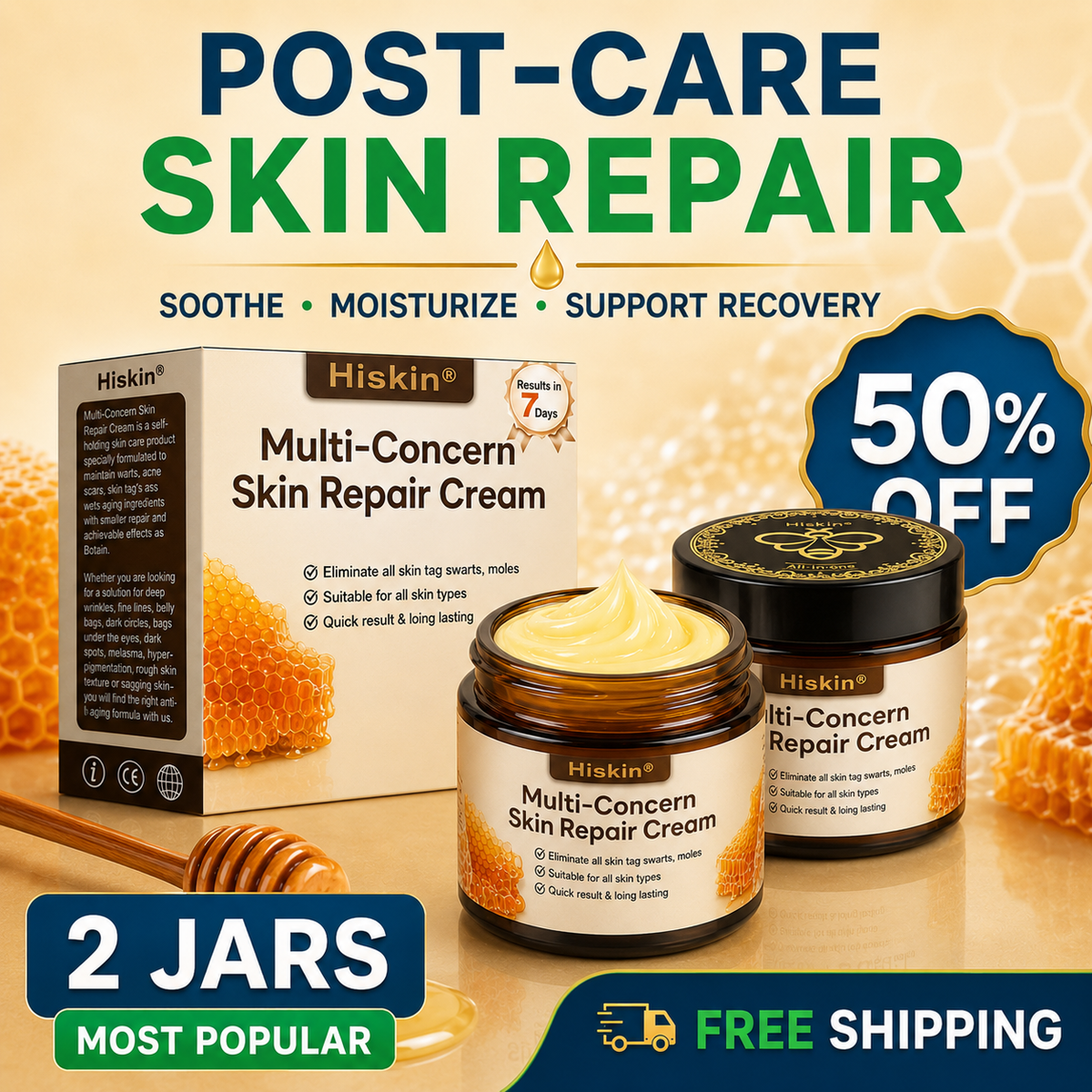 【EXCLUSIVE POST-CARE OFFER】 Target the Spot. Then Help Skin Look Smooth Again. HISKIN® Multi-Concern Skin Repair Cream