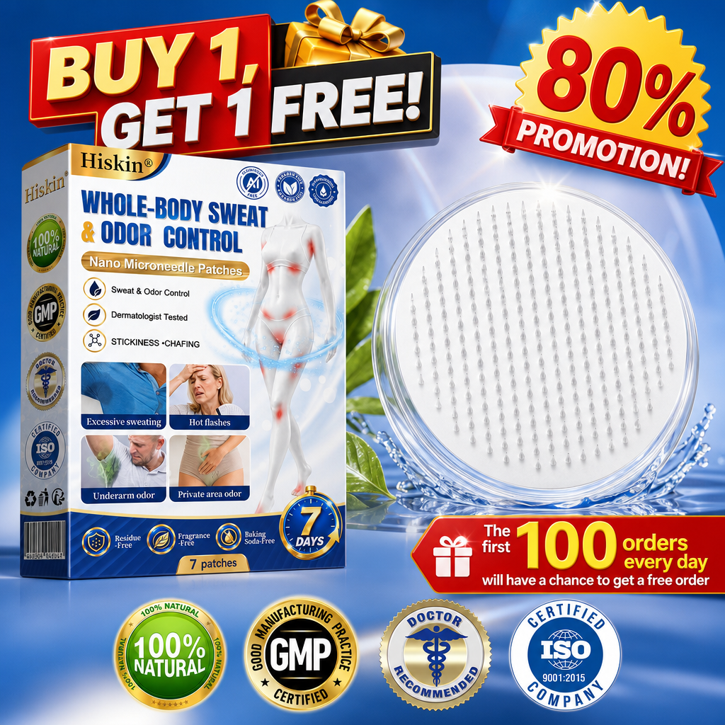 Hiskin® 2-in-1 Advanced Sweat Control & Deodorant Microneedle Patches — For All Genders · Aluminum-Free · Natural Odor Control