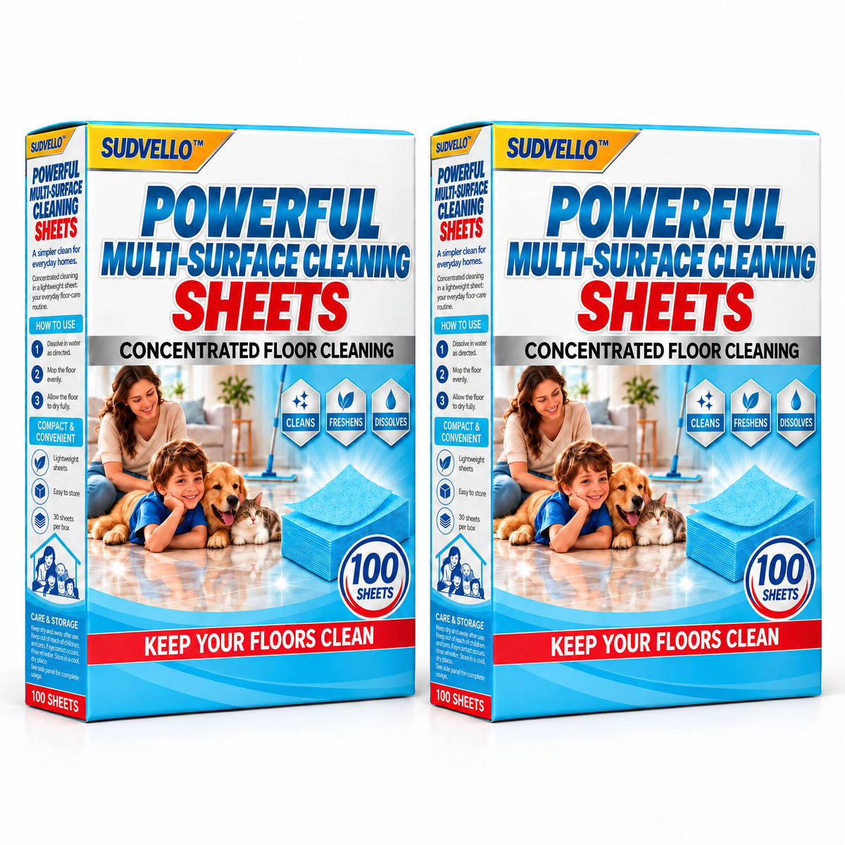 🔥SUDVELLO™ Powerful Multi-Surface Cleaning Sheets — For Tough Stains, Stubborn Dirt & Pet Urine Odors