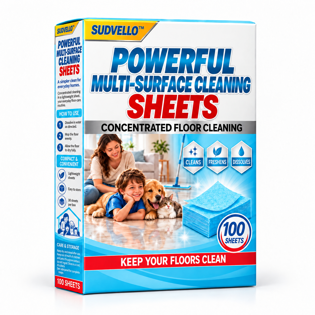 🔥SUDVELLO™ Powerful Multi-Surface Cleaning Sheets — For Tough Stains, Stubborn Dirt & Pet Urine Odors