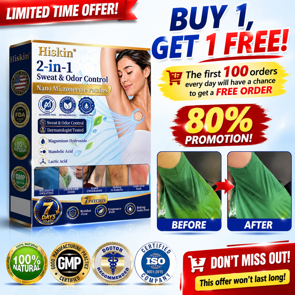 Hiskin® 2-in-1 Advanced Sweat Control & Deodorant Microneedle Patches — For All Genders · Aluminum-Free · Natural Odor Control