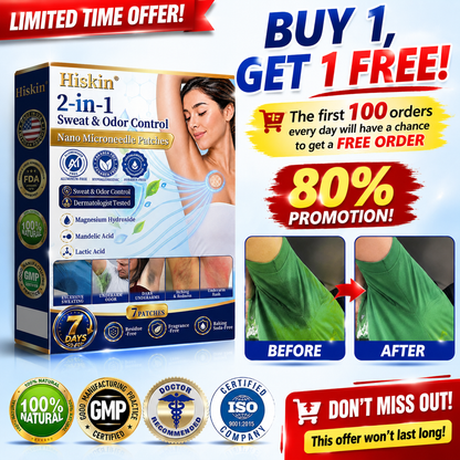 Hiskin® 2-in-1 Advanced Sweat Control & Deodorant Microneedle Patches — For All Genders · Aluminum-Free · Natural Odor Control
