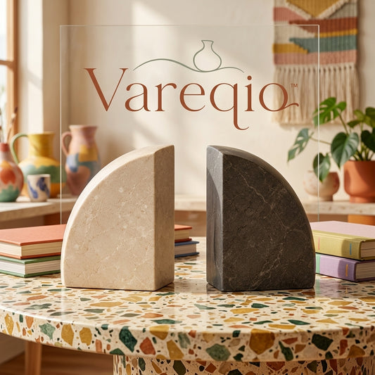 Vareqio™ Nivora Two-Tone Stone Bookends – Set of 2